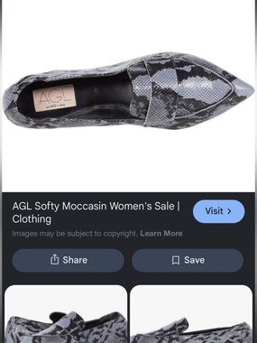 AGL softie moccasin leather loafers 38/7.5-8